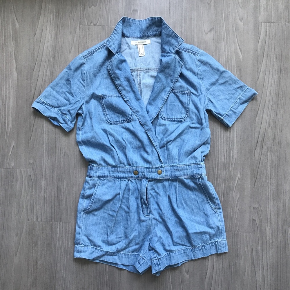 NWOT life in progress denim romper